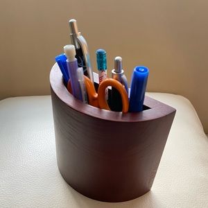 Mahogany Pen Holder; Wooden Desk Accessory